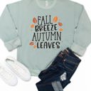 Large Sage Fall Breeze Autumn Leaves Graphic Sweatshirt