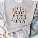 Large Gray Fall Breeze Autumn Leaves Graphic Sweatshirt