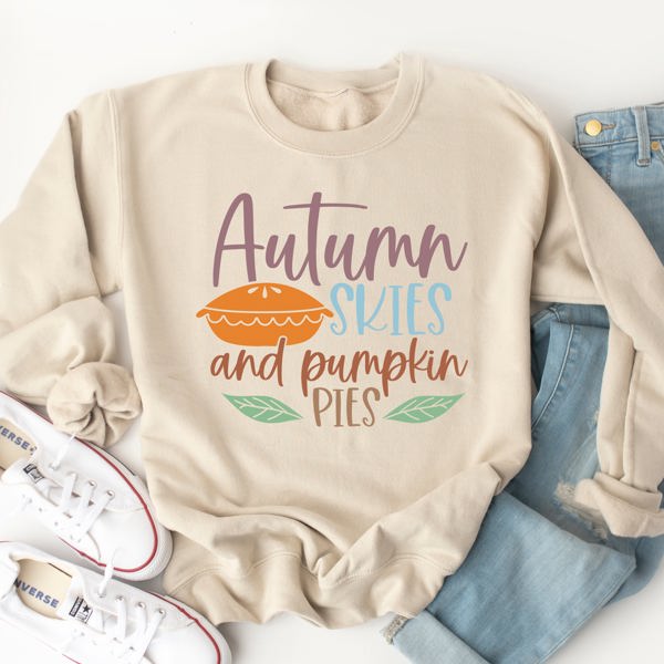 Autumn Skies Pumpkin Pies Graphic Sweatshirt