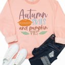 Medium Peach Autumn Skies Pumpkin Pies Graphic Sweatshirt