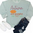 Large Sage Autumn Skies Pumpkin Pies Graphic Sweatshirt