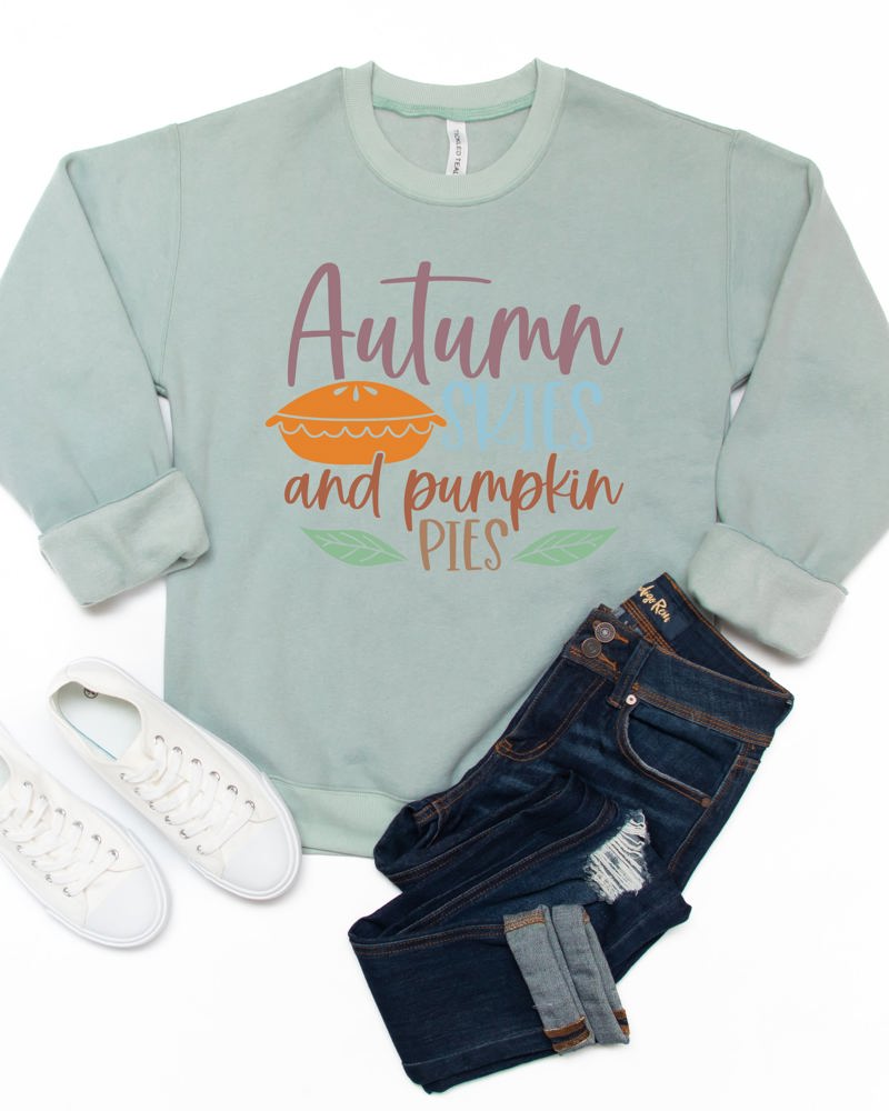 Autumn Skies Pumpkin Pies Graphic Sweatshirt