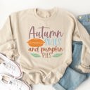 Medium Tan Autumn Skies Pumpkin Pies Graphic Sweatshirt