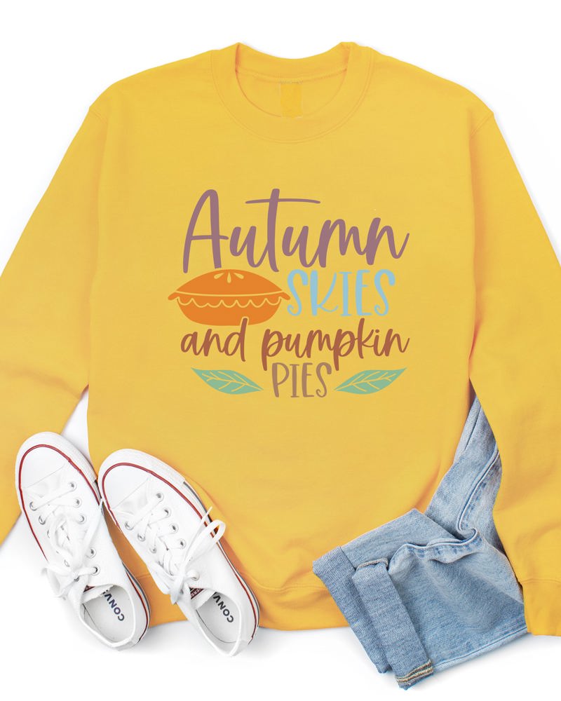 Autumn Skies Pumpkin Pies Graphic Sweatshirt