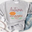 Large Gray Autumn Skies Pumpkin Pies Graphic Sweatshirt