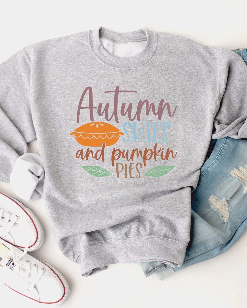 Autumn Skies Pumpkin Pies Graphic Sweatshirt