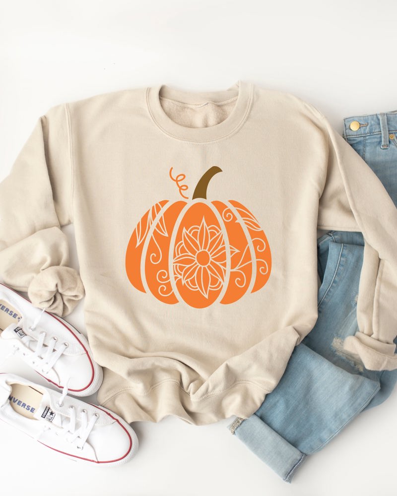 Floral Pumpkin Graphic Sweatshirt