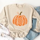 XL Tan Floral Pumpkin Graphic Sweatshirt