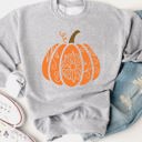 Large Gray Floral Pumpkin Graphic Sweatshirt