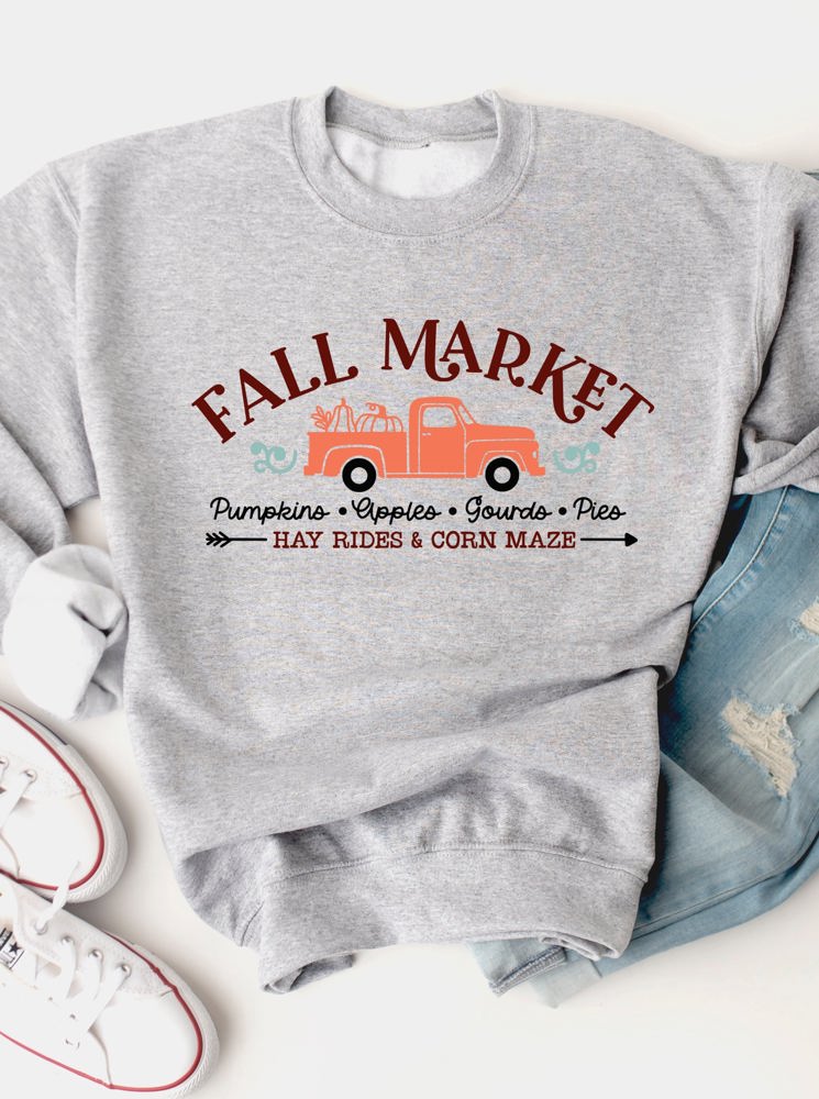 Fall Market Truck Graphic Sweatshirt