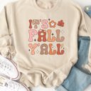 Large Tan It's Fall Y'all Retro Graphic Sweatshirt