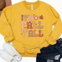 Large Yellow It's Fall Y'all Retro Graphic Sweatshirt