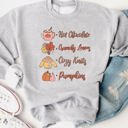 Large Gray Fall things Icons Graphic Sweatshirt