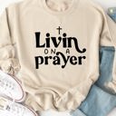 Large Tan Livin On A Prayer Graphic Sweatshirt