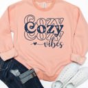 Medium Peach Cozy Cozy Cozy Vibes - Graphic Sweatshirt