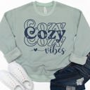 Large Sage Cozy Cozy Cozy Vibes - Graphic Sweatshirt