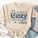 Large Tan Cozy Cozy Cozy Vibes - Graphic Sweatshirt