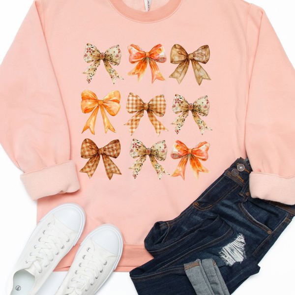 Fall Pattern Bows Graphic Sweatshirt