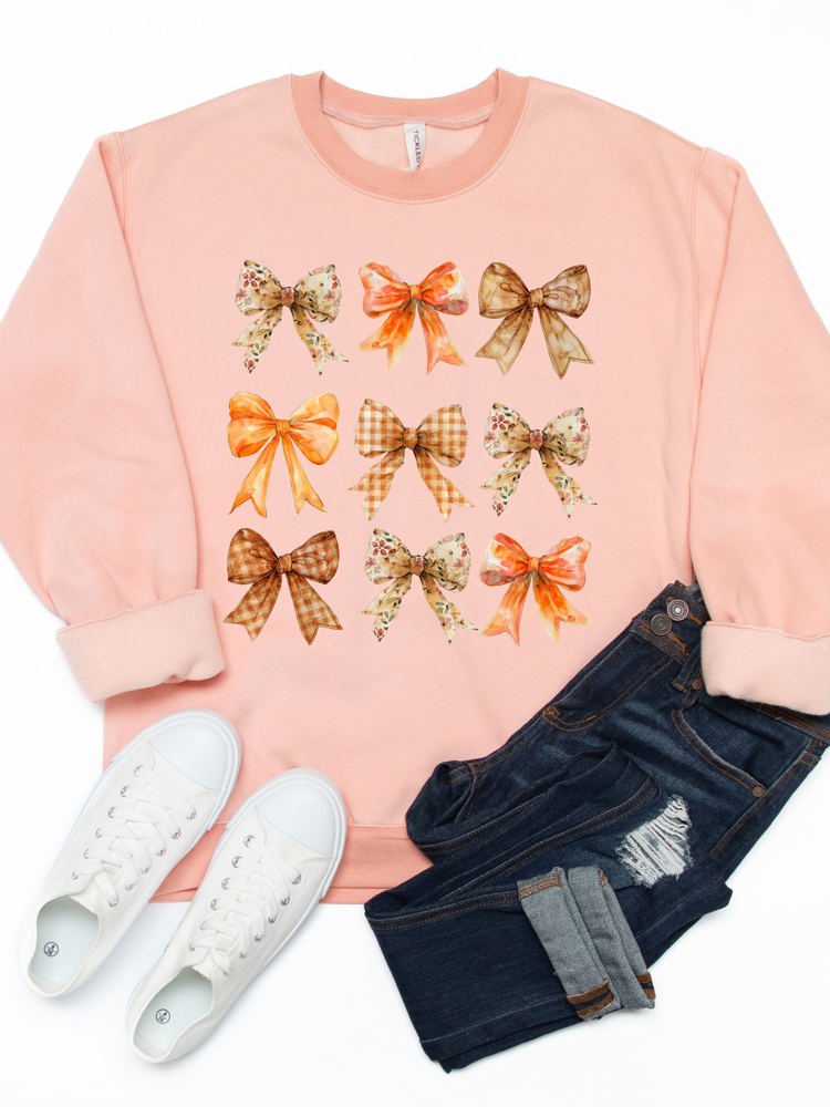 Fall Pattern Bows Graphic Sweatshirt