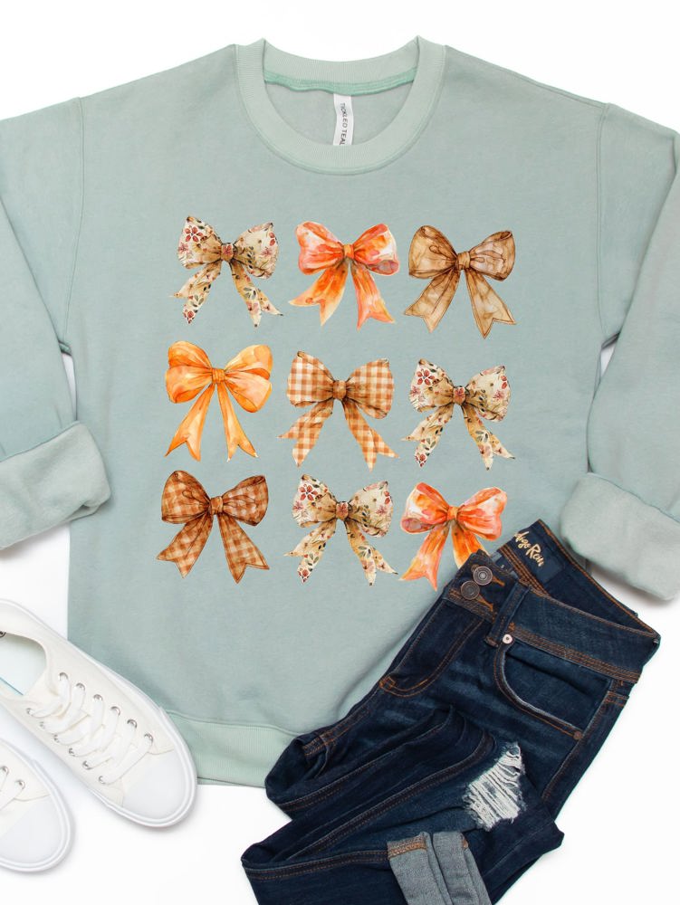 Fall Pattern Bows Graphic Sweatshirt