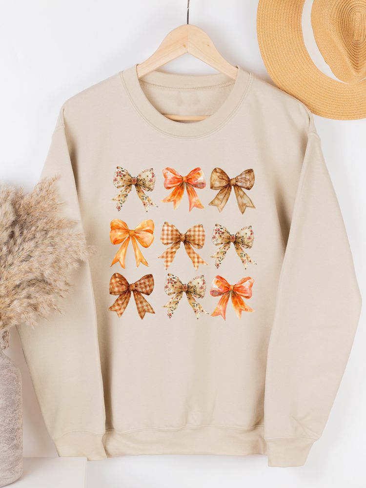 Fall Pattern Bows Graphic Sweatshirt