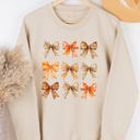 Large Tan Fall Pattern Bows Graphic Sweatshirt