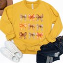 Large Yellow Fall Pattern Bows Graphic Sweatshirt