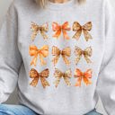 Medium Gray Fall Pattern Bows Graphic Sweatshirt