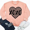 Large Peach Checkered Heart XOXO Graphic Sweatshirt