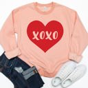 Large Peach XOXO Heart Graphic Sweatshirt