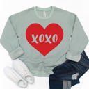 Large Sage XOXO Heart Graphic Sweatshirt