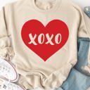 Large Tan XOXO Heart Graphic Sweatshirt