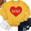 Large Yellow XOXO Heart Graphic Sweatshirt