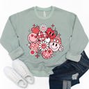 Medium Sage Valentine Smiley Face Graphic Sweatshirt