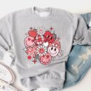 Medium Gray Valentine Smiley Face Graphic Sweatshirt