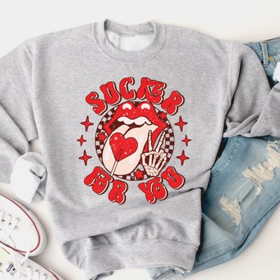 Sucker for You Lips Graphic Sweatshirt