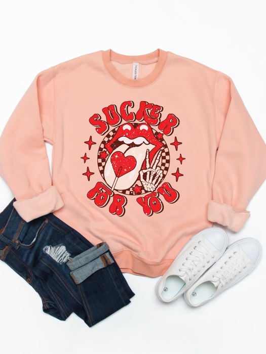 Sucker for You Lips Graphic Sweatshirt