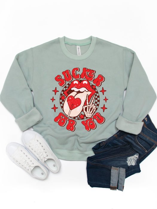 Sucker for You Lips Graphic Sweatshirt