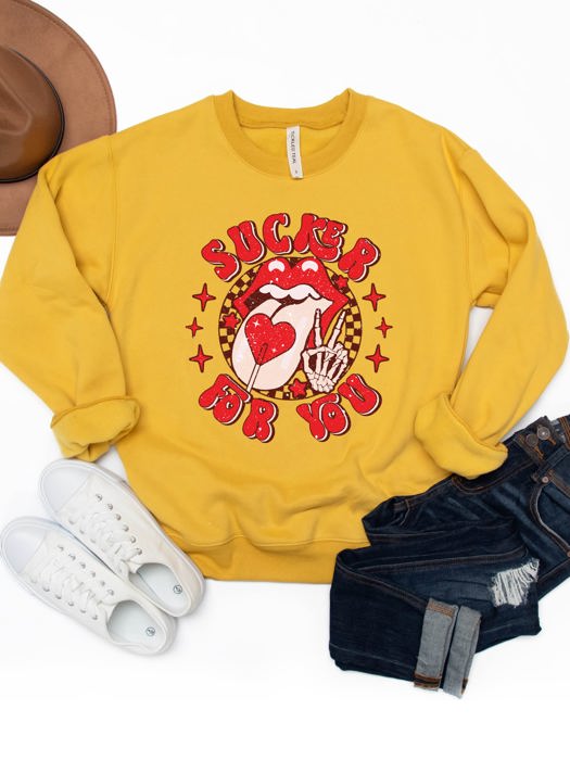 Sucker for You Lips Graphic Sweatshirt