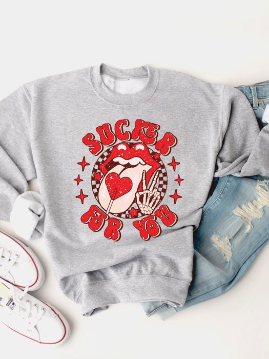 Sucker for You Lips Graphic Sweatshirt