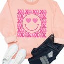 Large Peach XOXO Smiley Face Graphic Sweatshirt