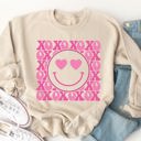 Large Tan XOXO Smiley Face Graphic Sweatshirt