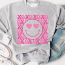 Large Gray XOXO Smiley Face Graphic Sweatshirt