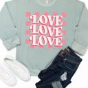 Large Sage Checker Background Love Graphic Sweatshirt