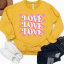 Large Yellow Checker Background Love Graphic Sweatshirt