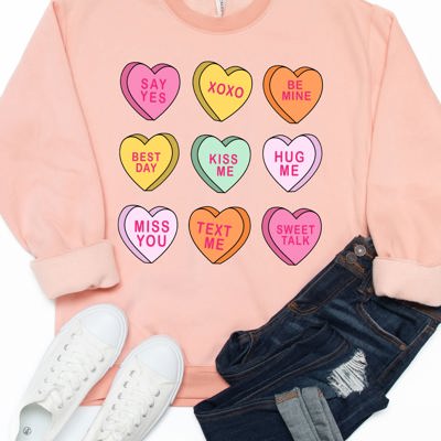 Conversation Hearts Graphic Sweatshirt