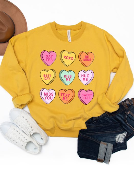 Conversation Hearts Graphic Sweatshirt