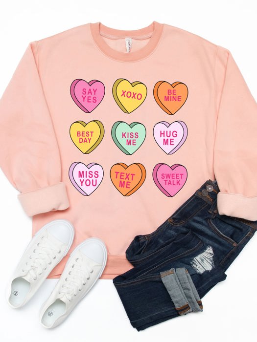 Conversation Hearts Graphic Sweatshirt