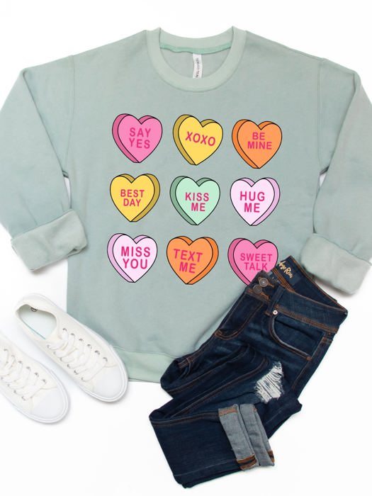 Conversation Hearts Graphic Sweatshirt