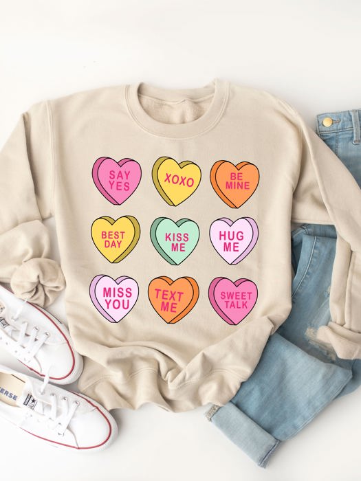 Conversation Hearts Graphic Sweatshirt